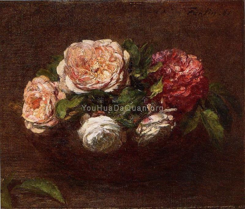 Roses - 亨利·方丹·拉图尔- 世界著名画家画作欣赏- 油画艺术中心